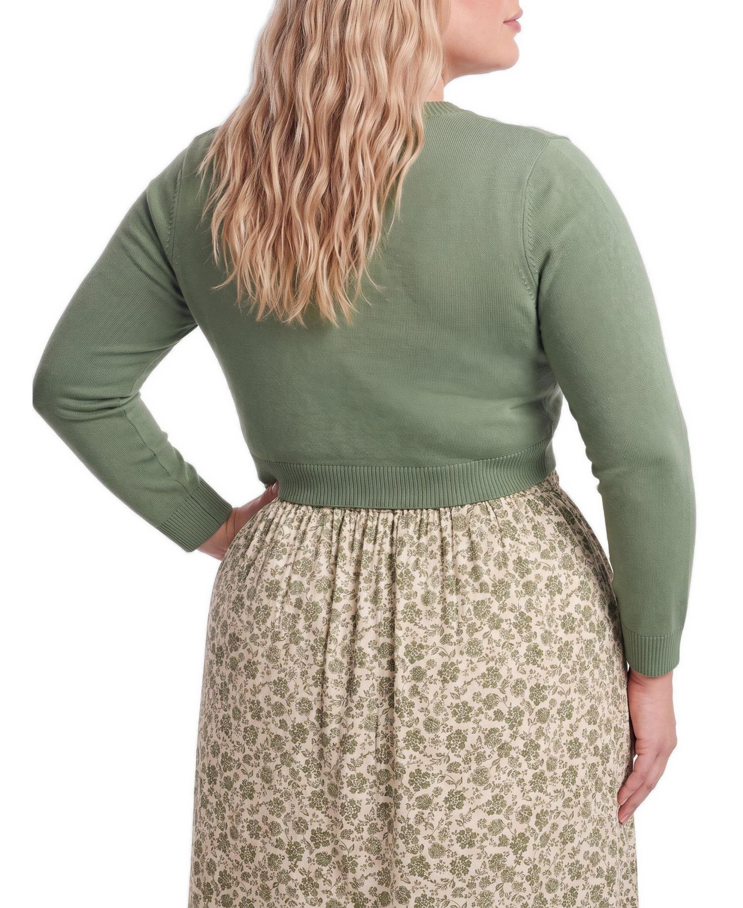 Women's Plus Size 3/4 Sleeve Cropped Shrug Sweater