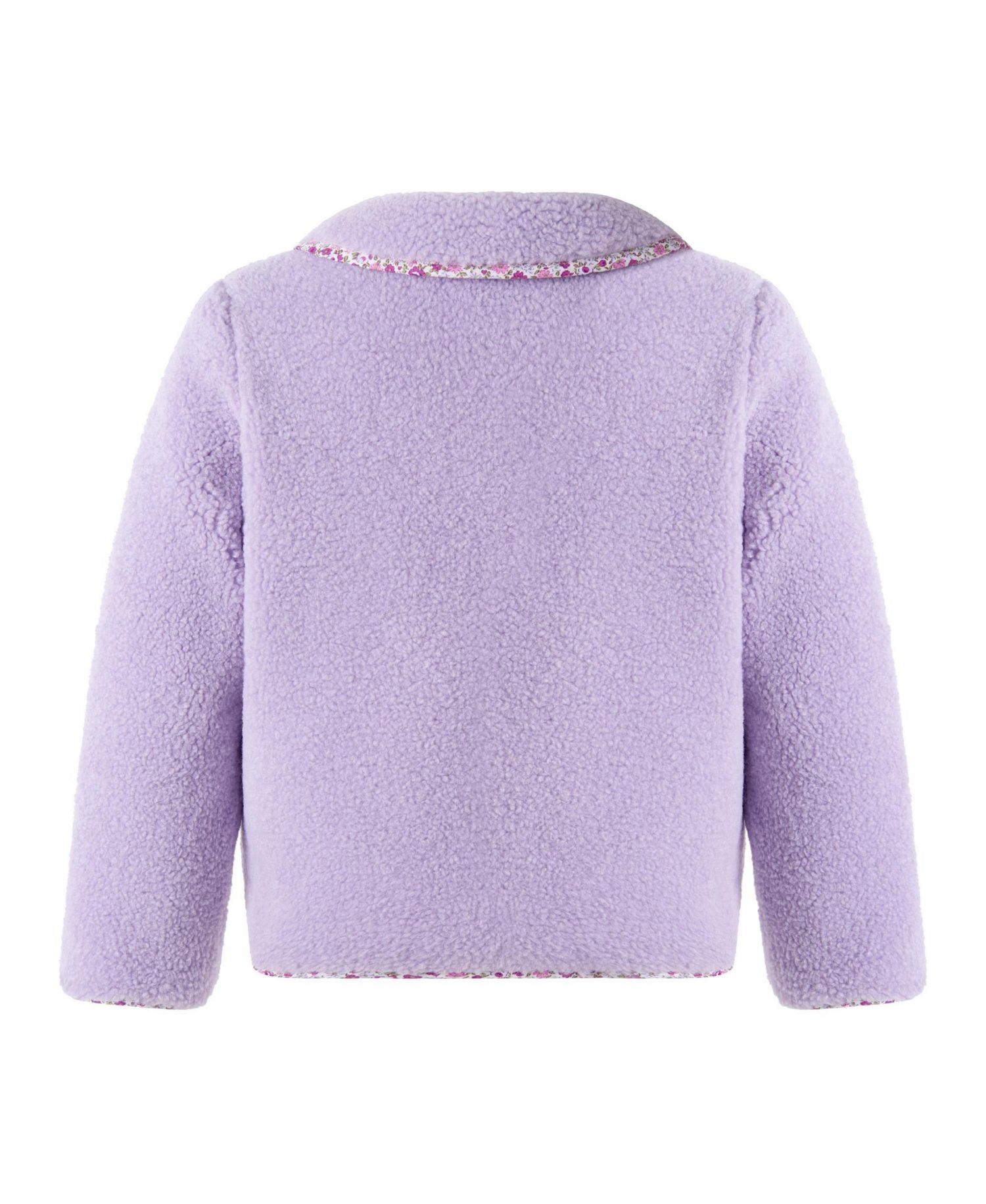 Toddler Girls' 2T-5T Faux Shearling Floral Trim Jacket