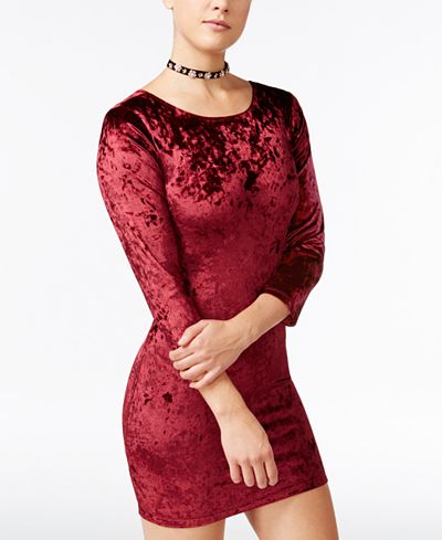Teeze Me Juniors' Velvet Crisscross-Back Bodycon Dress