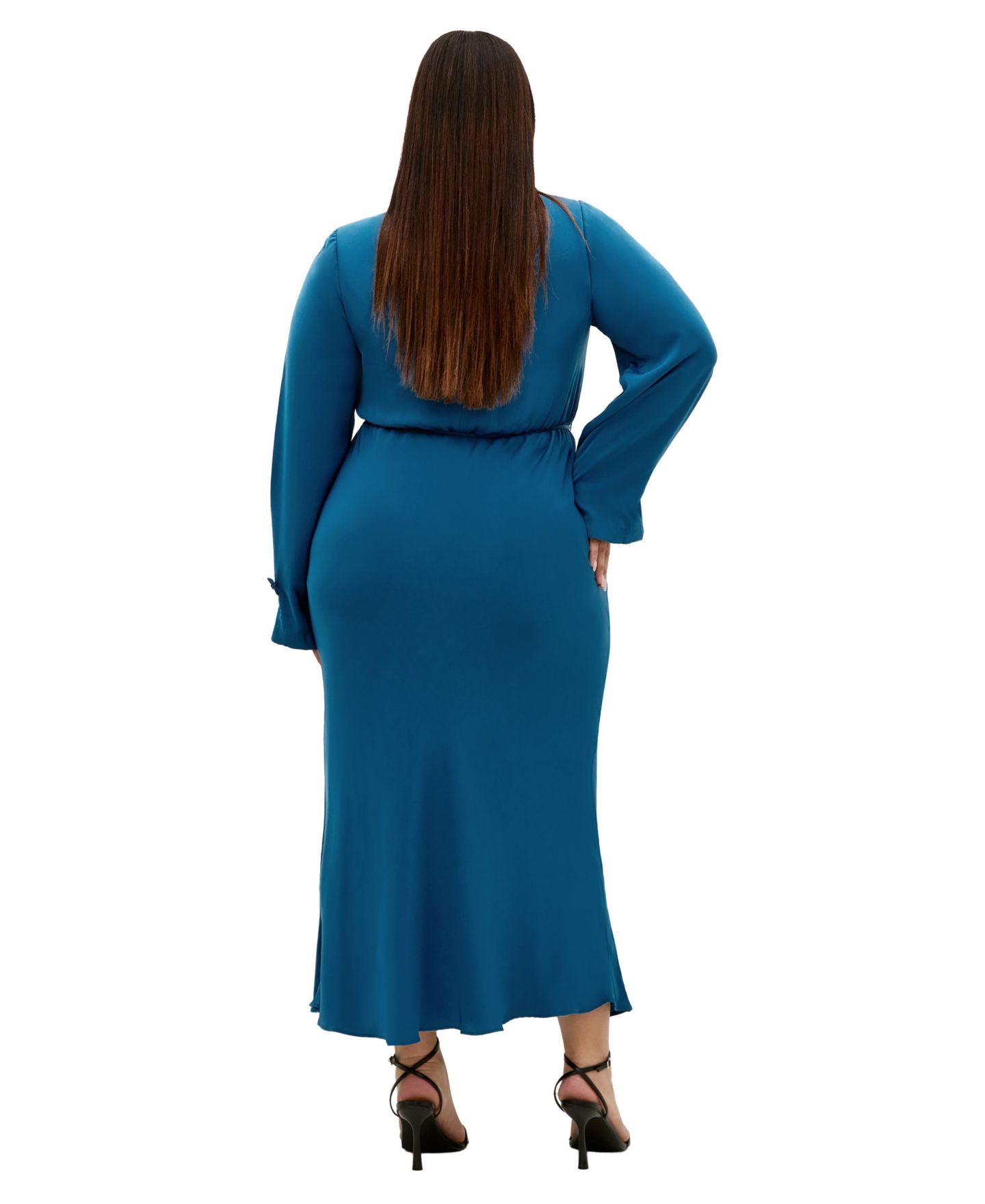 Женское платье CITY CHIC Plus Size Tara Boat Neck Long-Sleeve Maxi, цвет: Petrol — фото 2