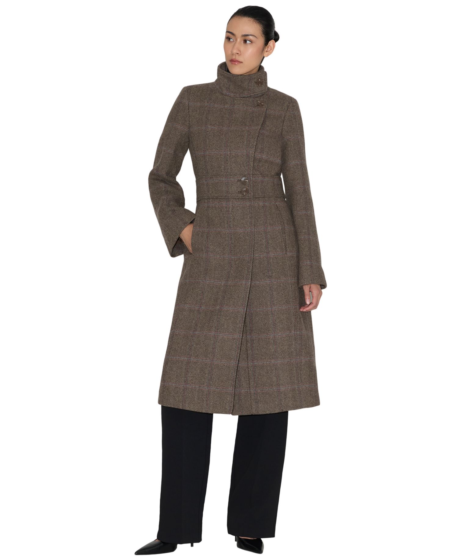 Women's Suzan-Hc Wool-Blend Herringbone Plaid Coat