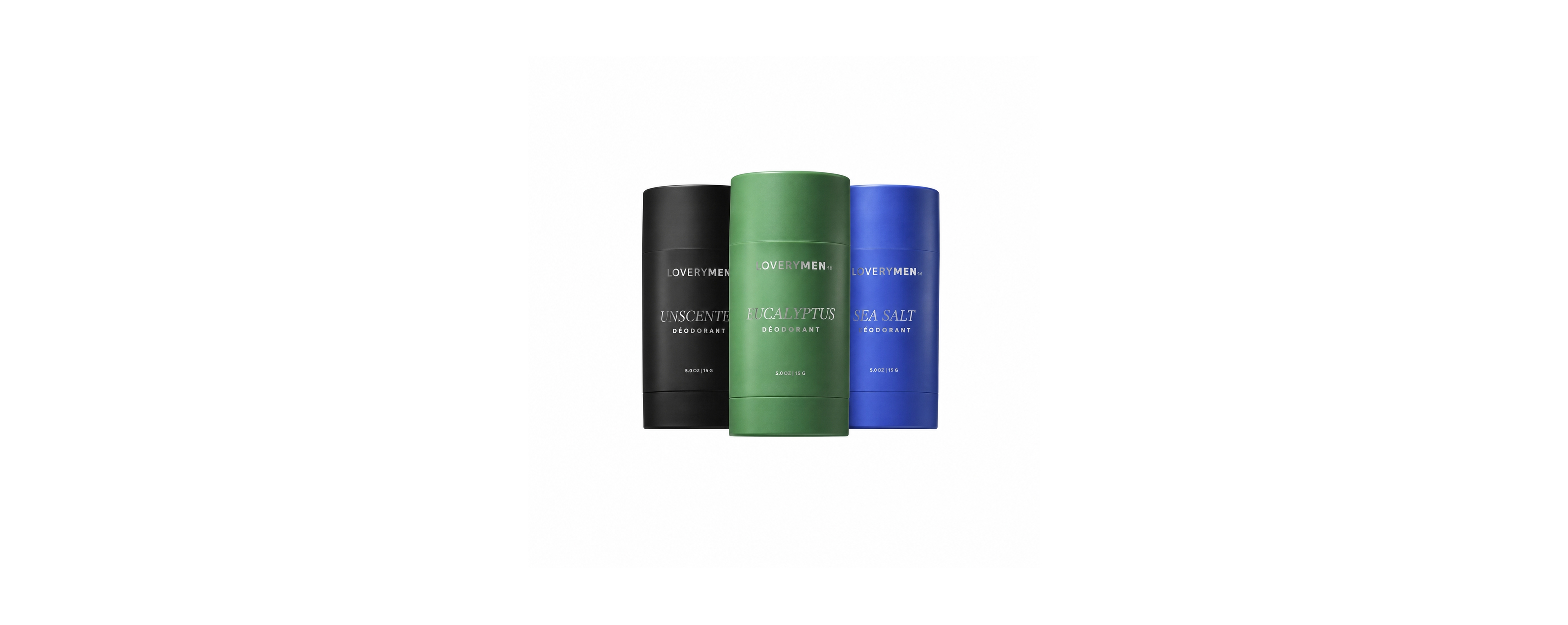 Lovery Sea Salt, Eucalyptus, Mens Unscented Anti-Perspirant Deodorant Stick, 3 Piece. Aluminum Free Deodorants
