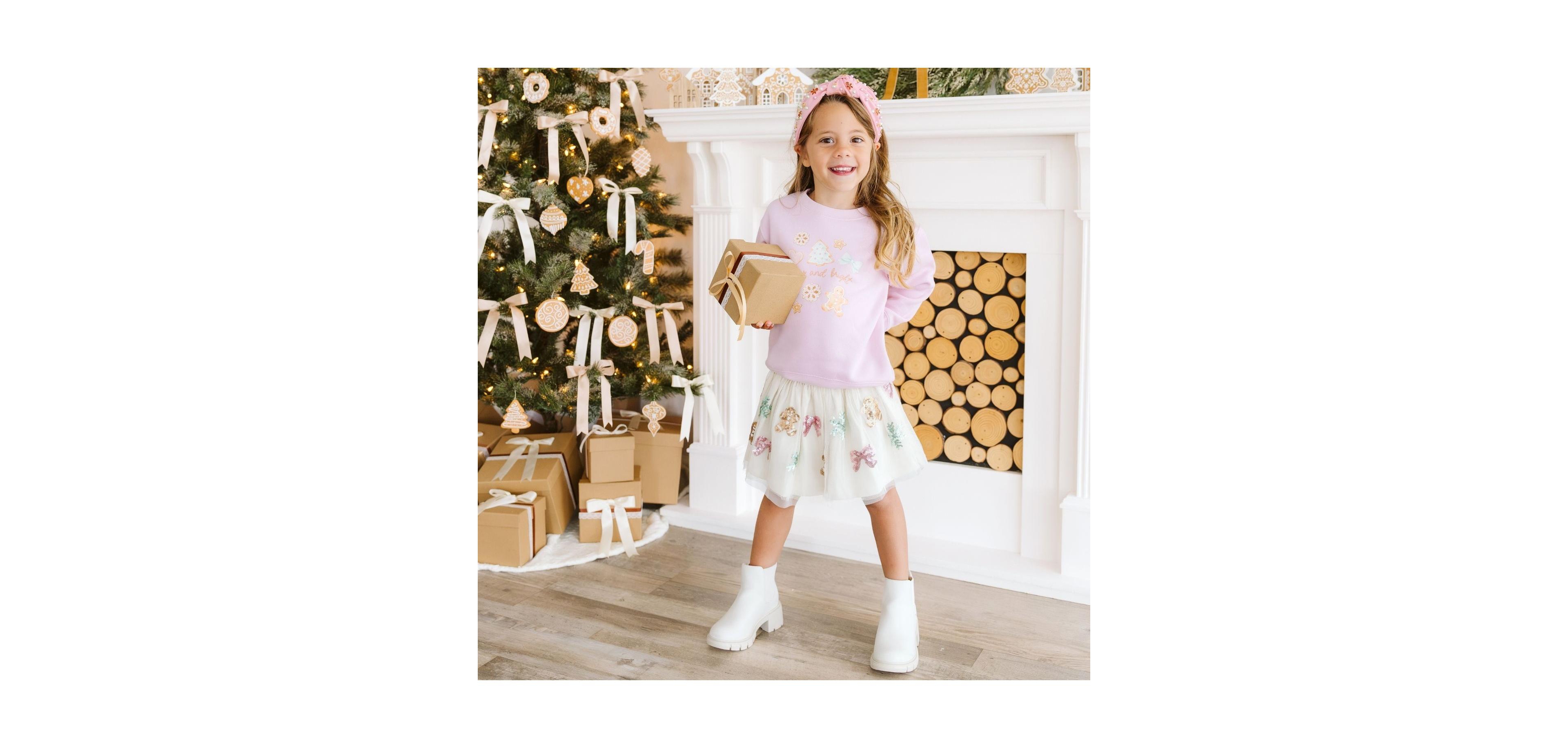 Sweet Wink Big Girls' 10, 12 Merry and Bright Gingerbread Holiday Sweatshirt