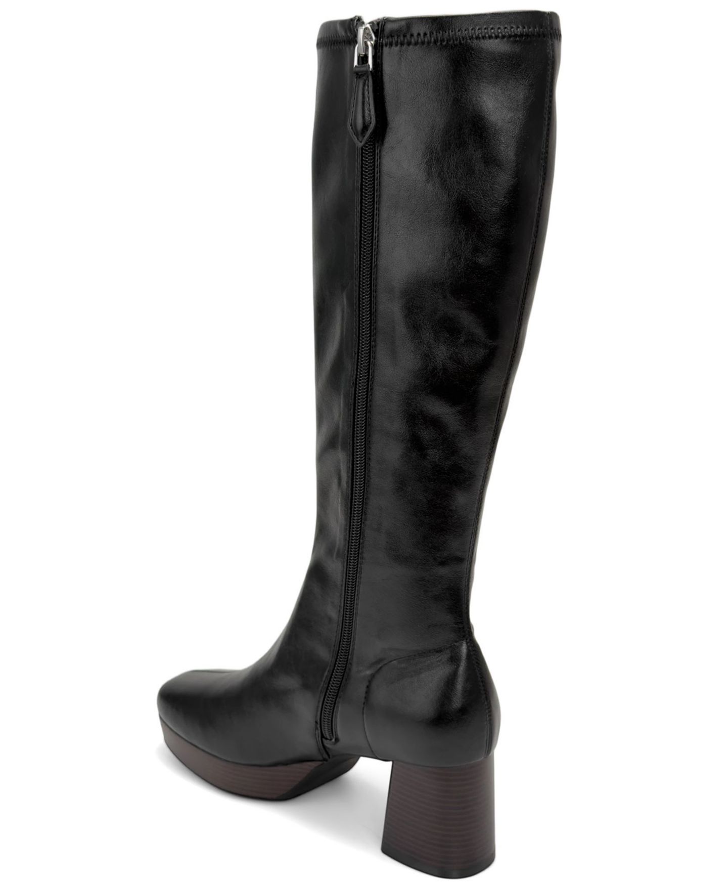 Женские ботинки Aerosoles Sasha Over-the-Knee Square-Toe Platform, цвет: Чёрная искусственная кожа — фото 6