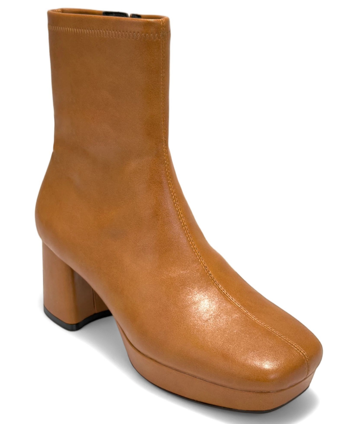Aerosoles Women's Sussex Block Heel Dress Booties - Tan Faux Leather
