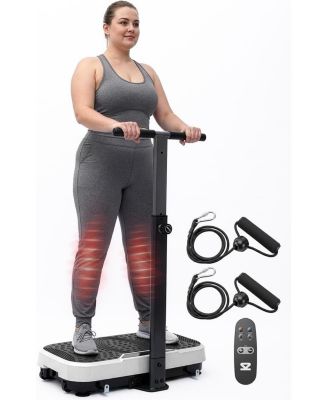 Vibration Plate Exercise Machine with Handlebar, 1-99 Speeds, 10 Programs, Remote Control, Portable Home Fitness Platform