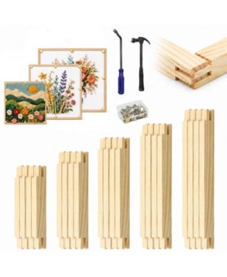 5 Size Needlepoint Stretcher Bars Set With Embroidery Cloth Tools And Hammer