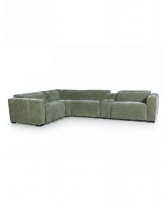 Carlton 5-Piece Performance Velvet Power Headrest Reclining Sectional with Console