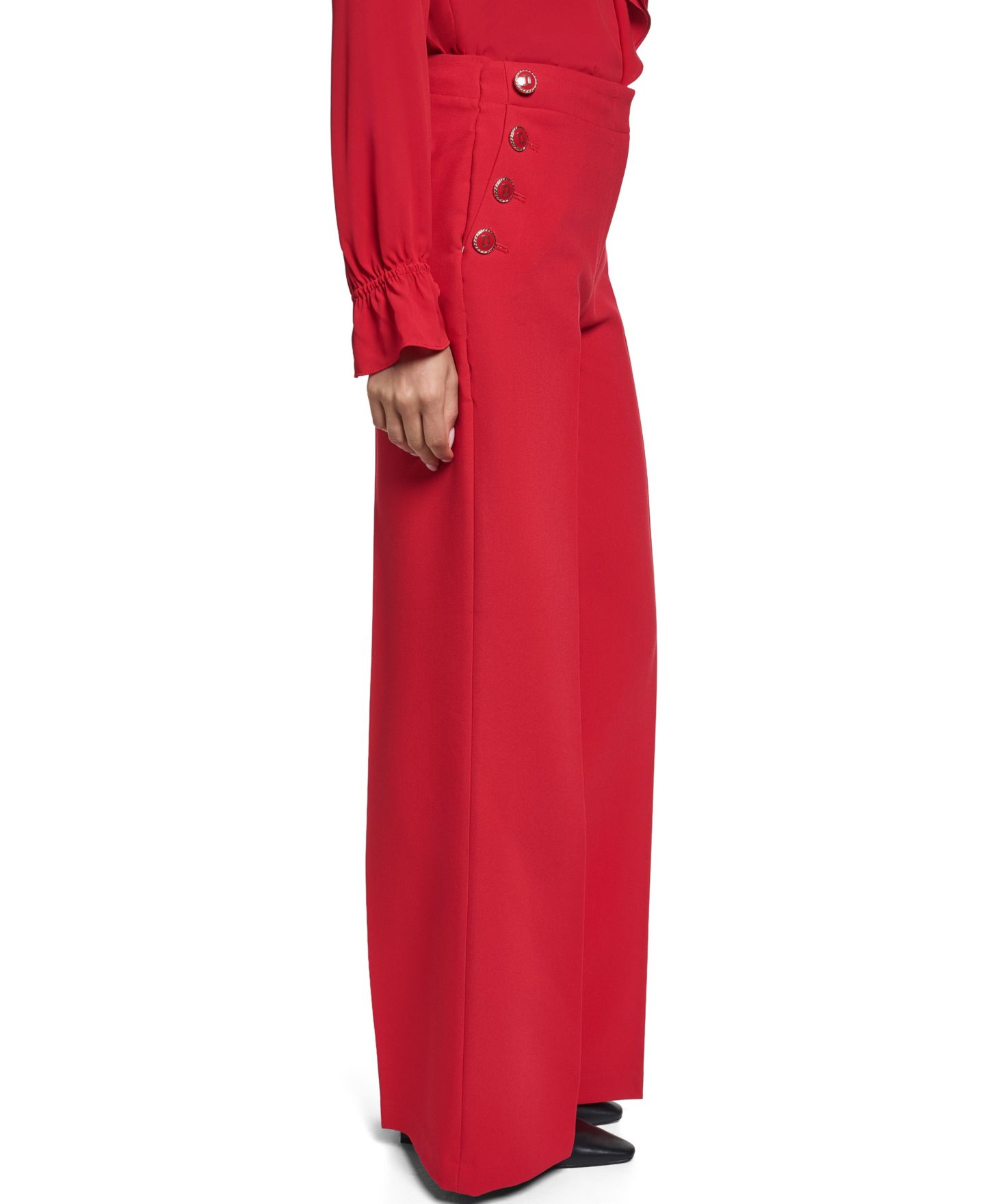 Женские брюки KARL LAGERFELD PARIS KL674 Woven Wide Leg, цвет: Красный — фото 3
