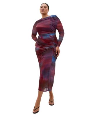Plus Size Amber Mesh Gather Maxi Dress