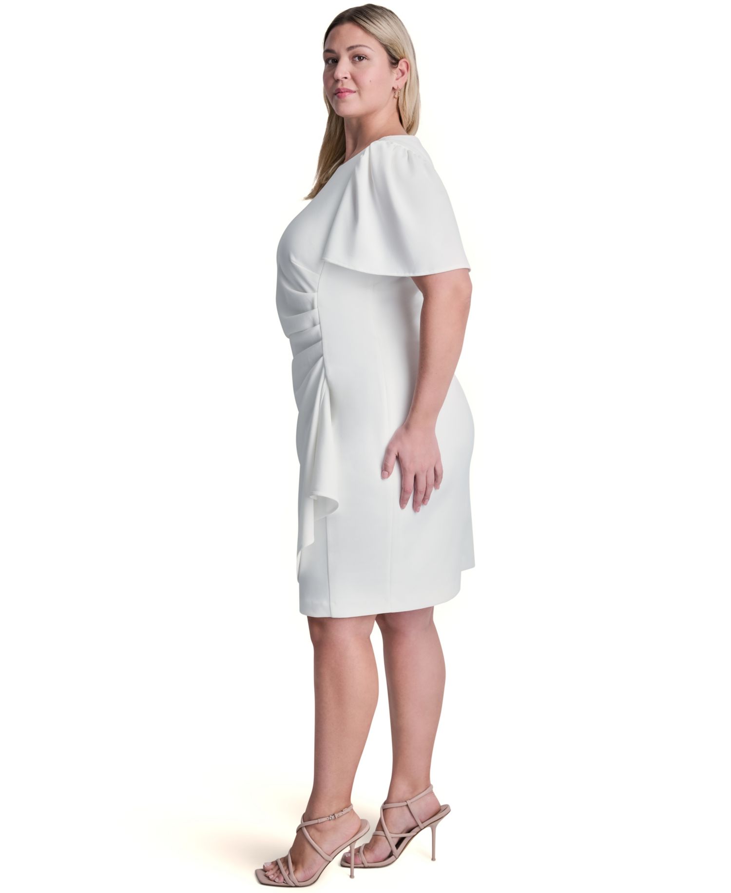 Plus Size Flutter Ruched Sheath Dress