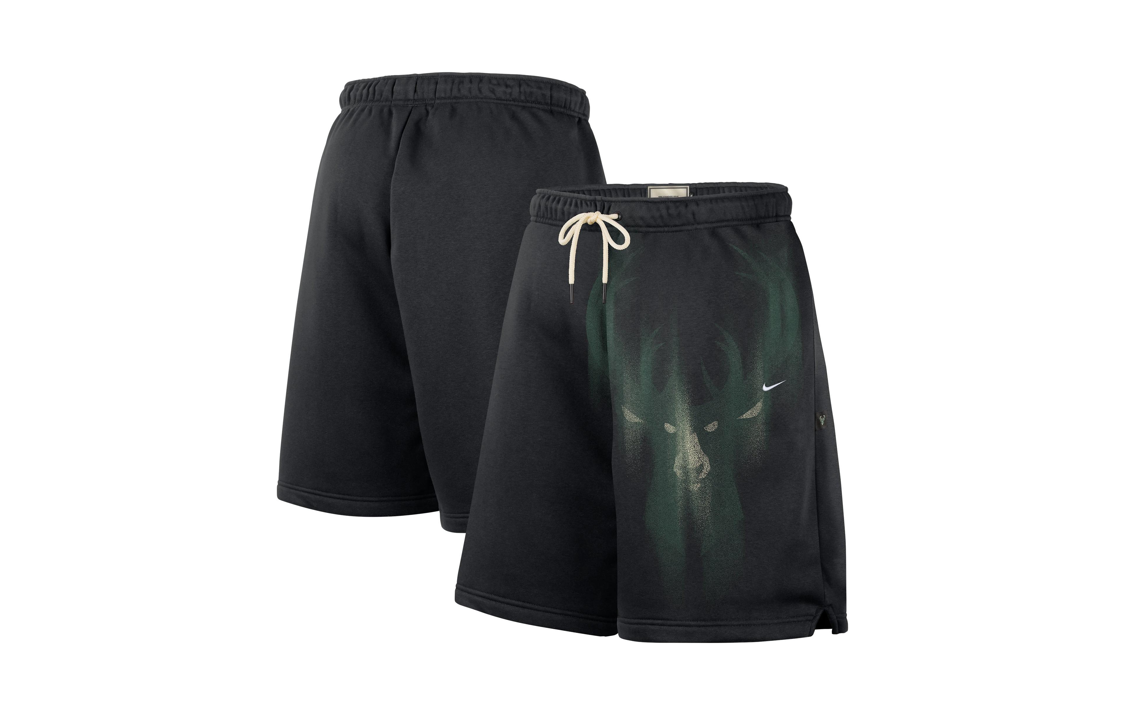 Nike Men's Black/ White Milwaukee Bucks Icon Practice Fleece Shorts