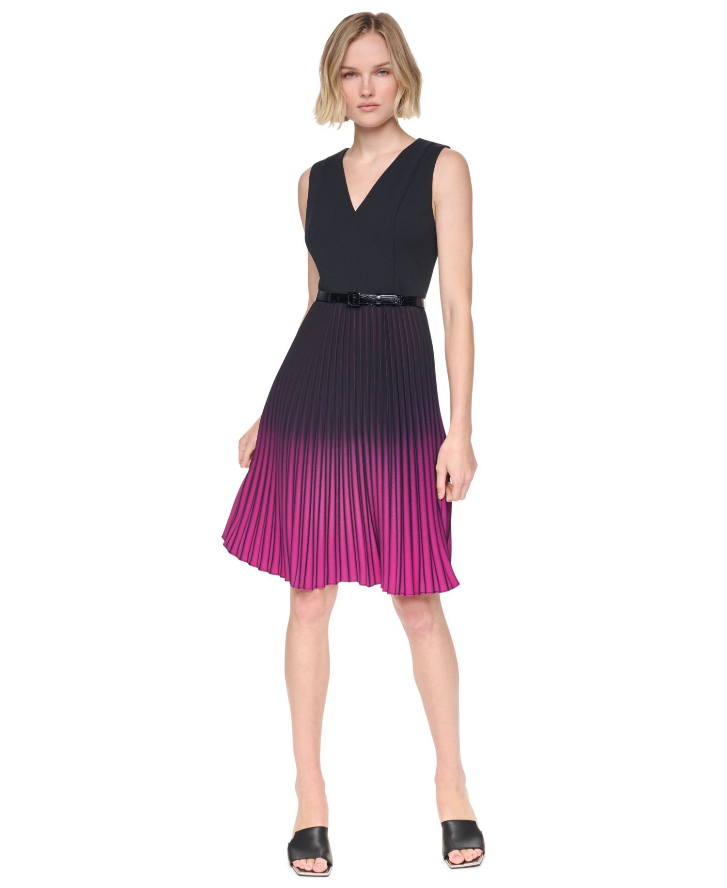 Petite Ombre V-Neck Cocktail Dress
