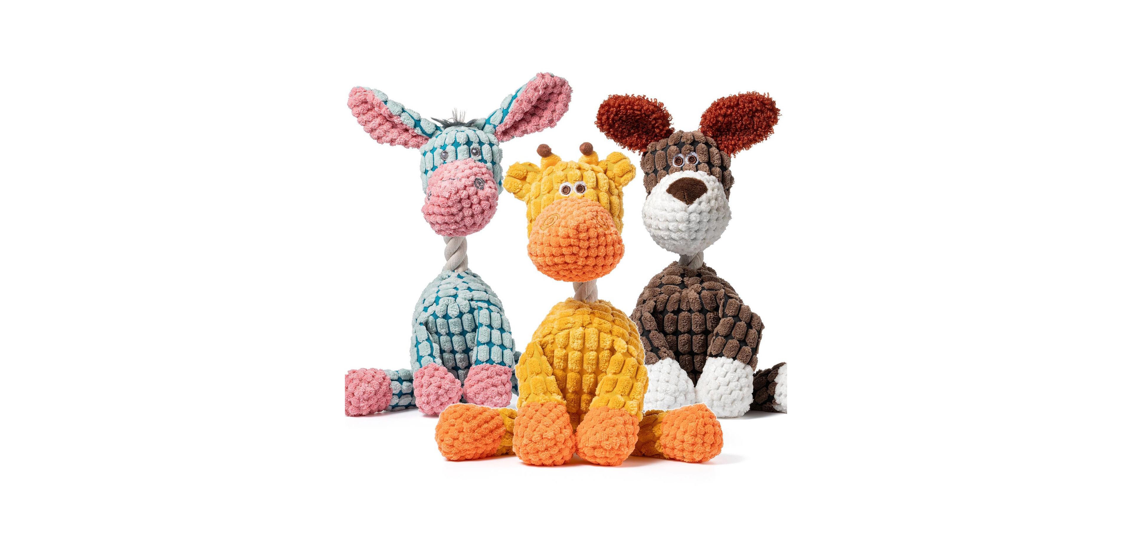 Magicorange 3 Pack Dog Squeaky Plush Toys Durable Stuffed Puppy Chew Play Set