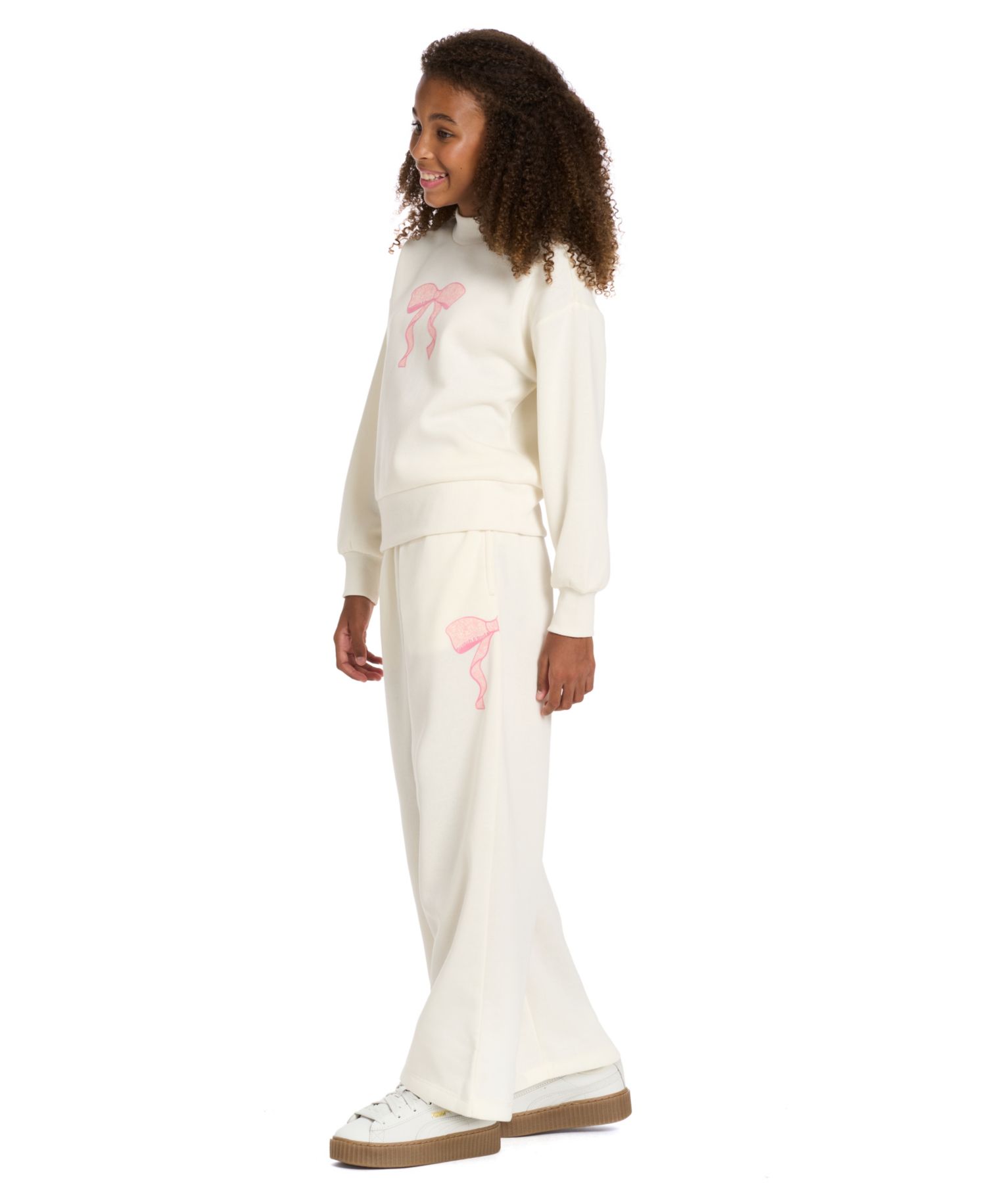 Girls' 4-6X Crewneck Long-Sleeve Sweatshirt and Wide-Leg Pants, 2-Piece Set