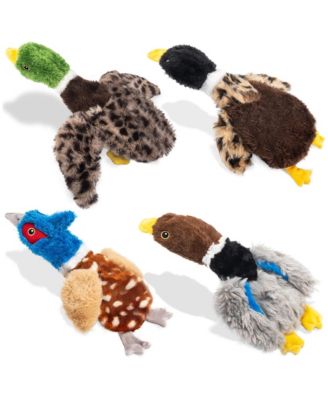 4 Pack Stuffing Free Duck Plush Dog Toys Squeaky Crinkle For Small Medium Dogs