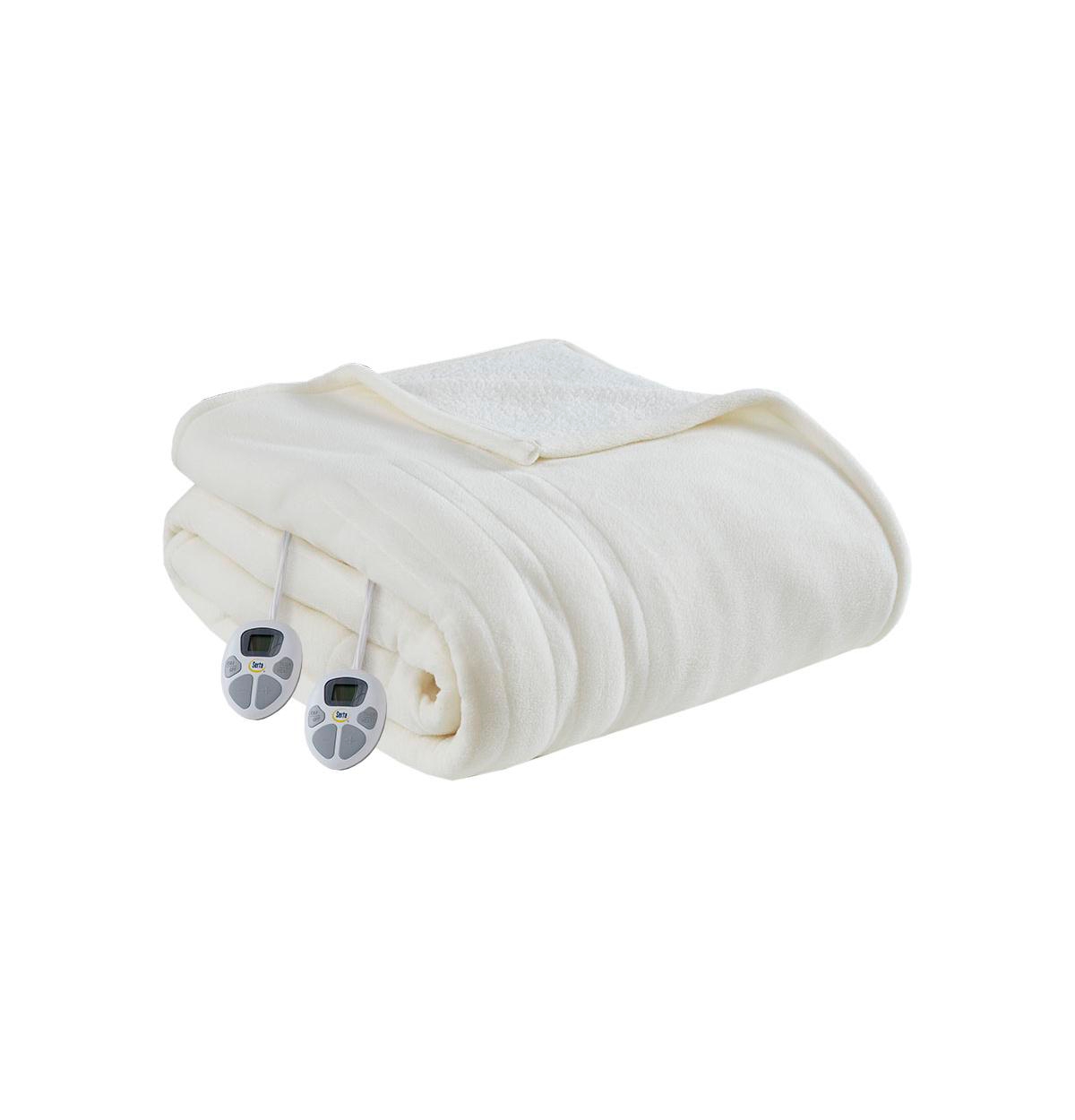 Serta Electric Reversible Fleece to Sherpa Blanket, Twin - Ivory