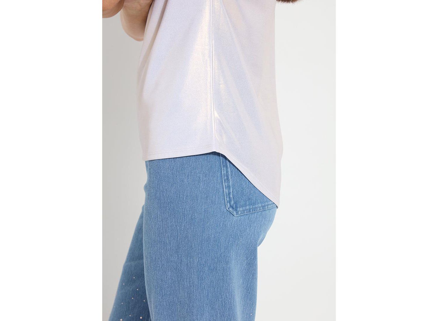 Women's Lyssentials Metallic Boat Neck T-Shirt