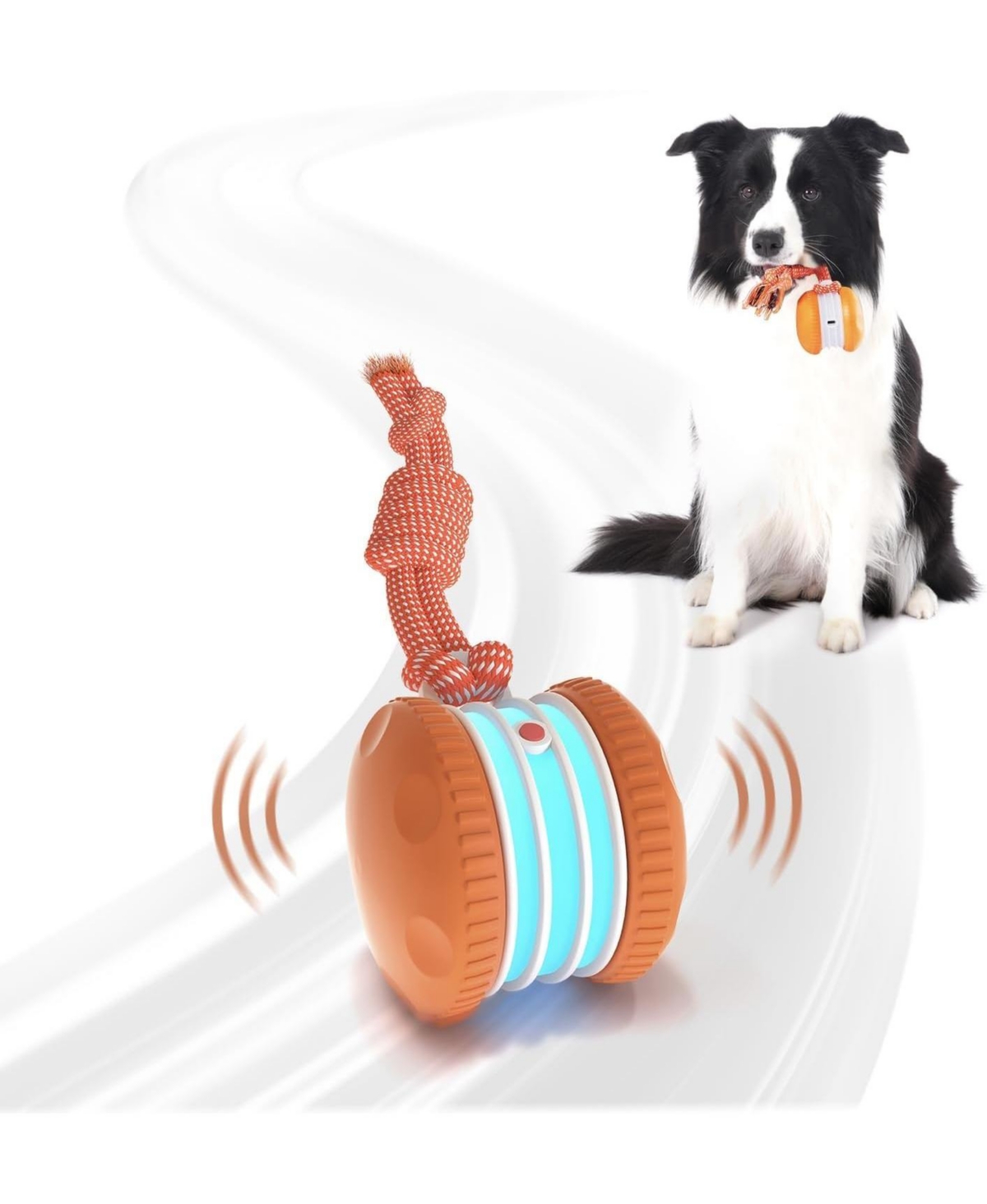 Magicorange Interactive Dog Ball Random Path Electric Moving Rope Toy Two Speed Modes