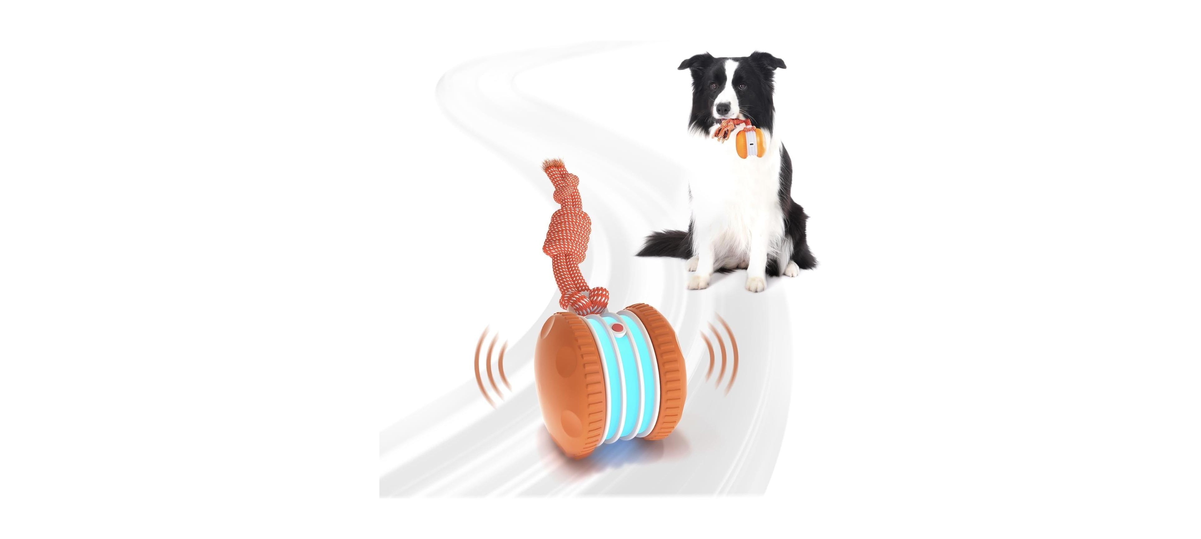 Magicorange Interactive Dog Ball Random Path Electric Moving Rope Toy Two Speed Modes