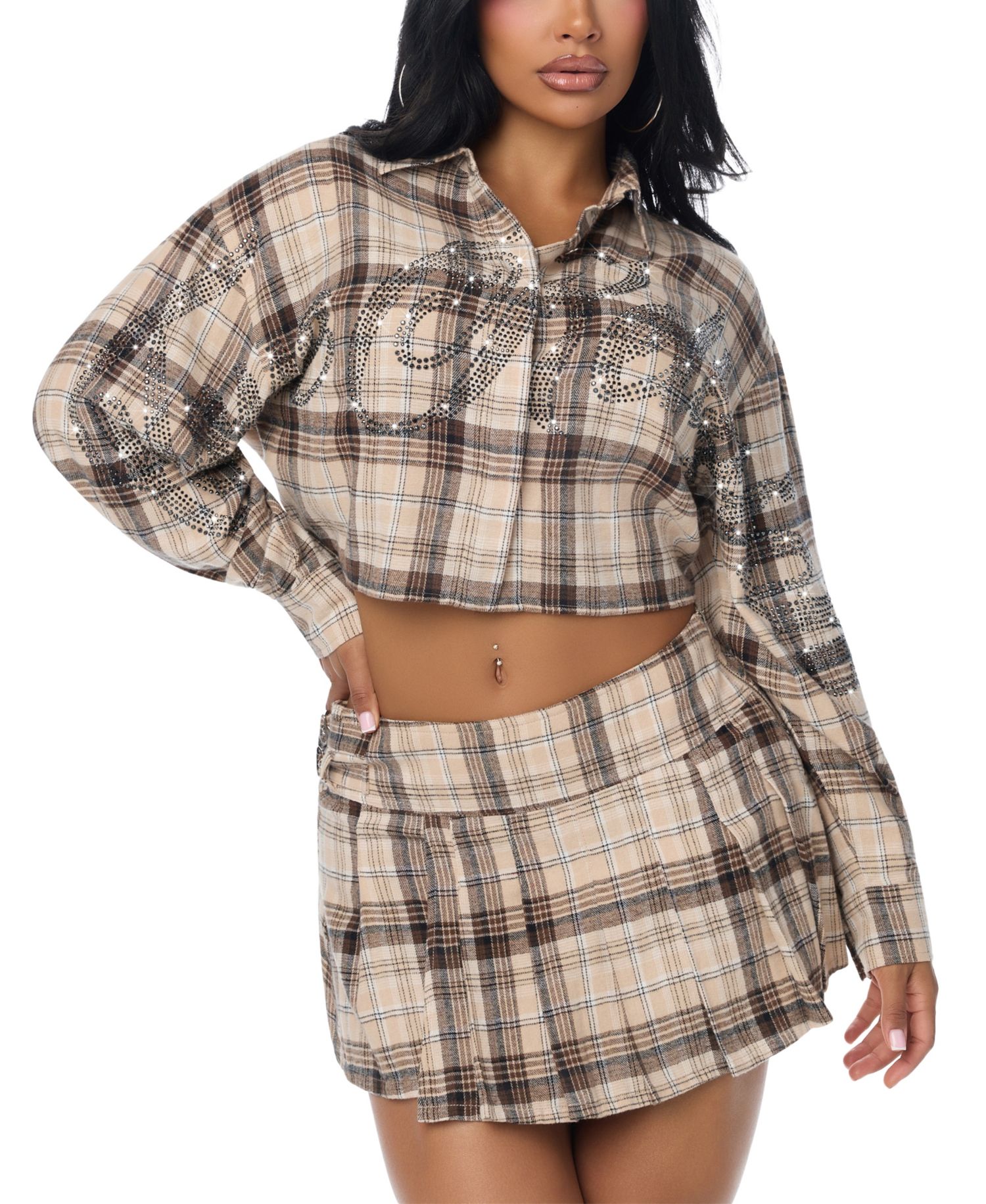 Women's Long-Sleeve Plaid Button-Up Shirt