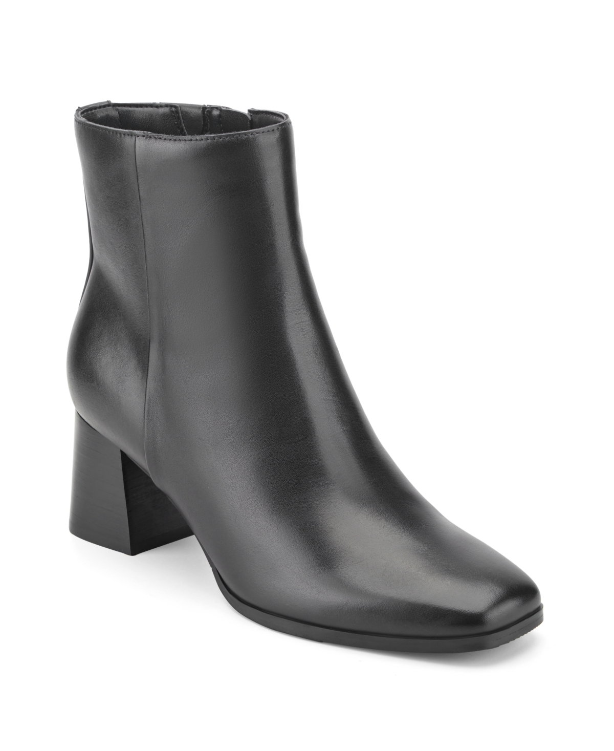 Easy Spirit Aurore Block-Heel Square-Toe eFlex Technology Booties - Black Leather