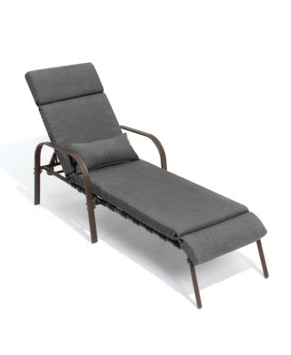 Outdoor Recliner Adjustable Chaise Lounge Chair with Cushion and Pillow