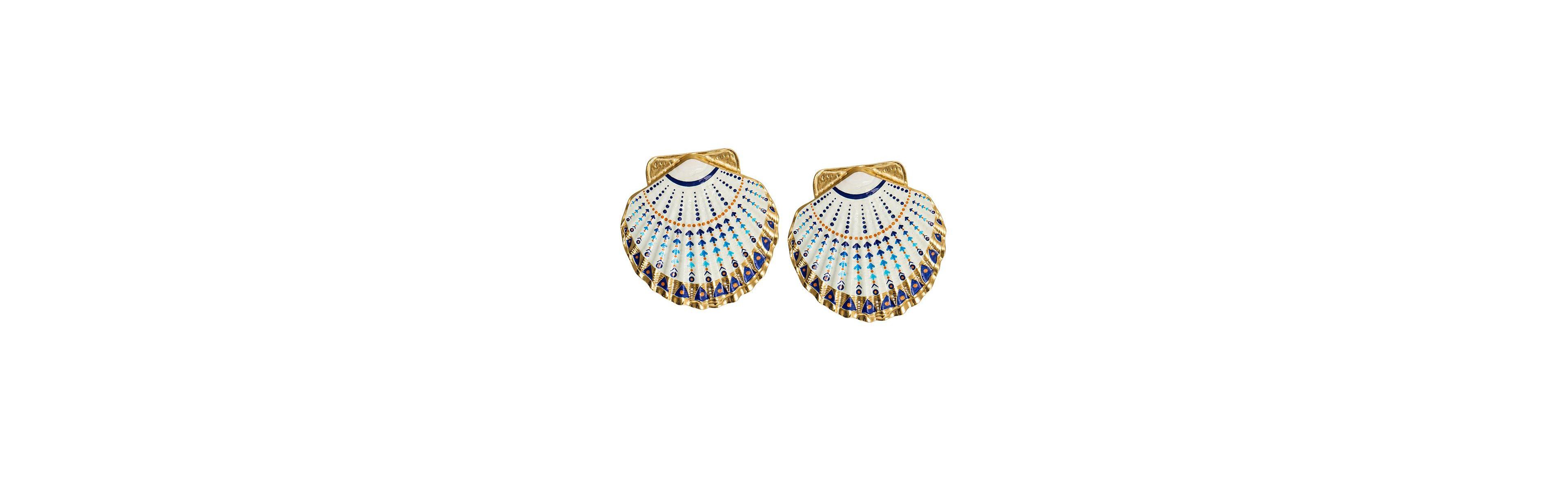 Sohi Women's Gold-Tone Scallop Shell Drop Earrings