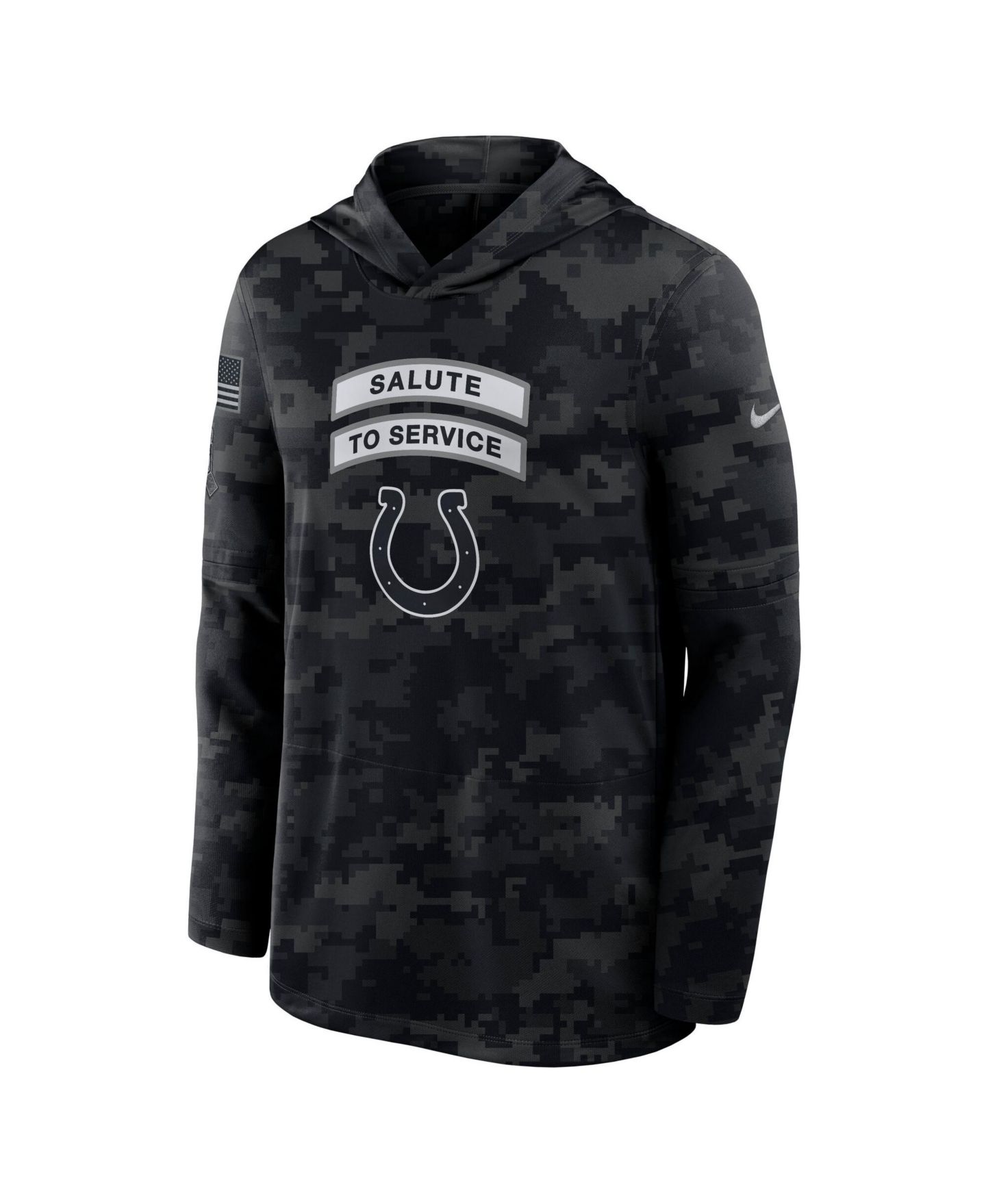Мужской свитер Nike Black Indianapolis Colts 2026 Salute to Service Sideline Lightweight Hooded Pullover — фото 2