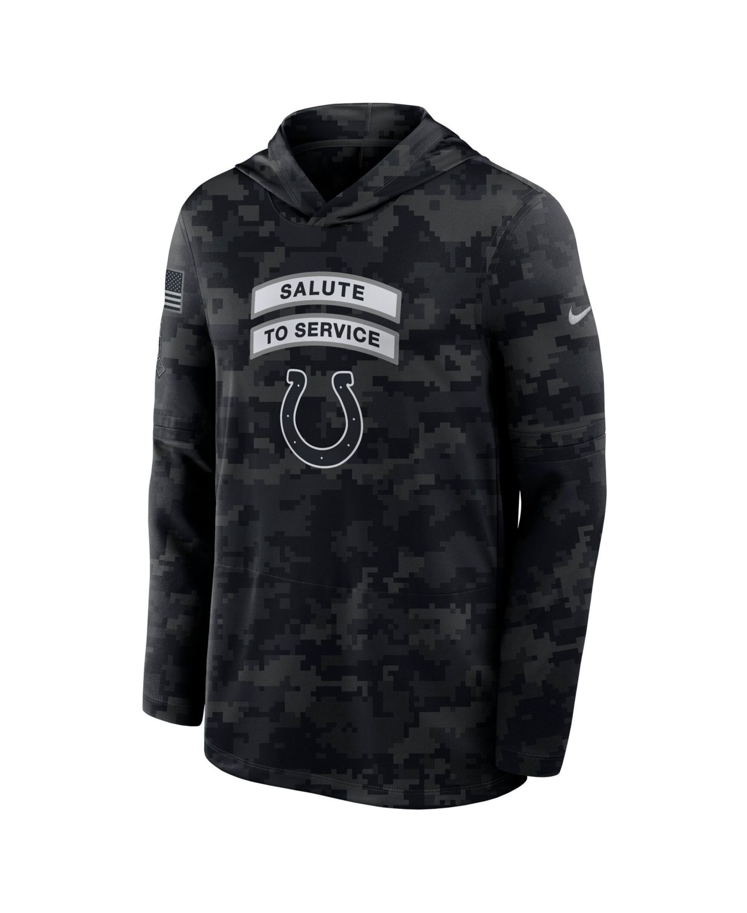 Men's Black Indianapolis Colts 2026 Salute to Service Sideline Lightweight Hooded Pullover