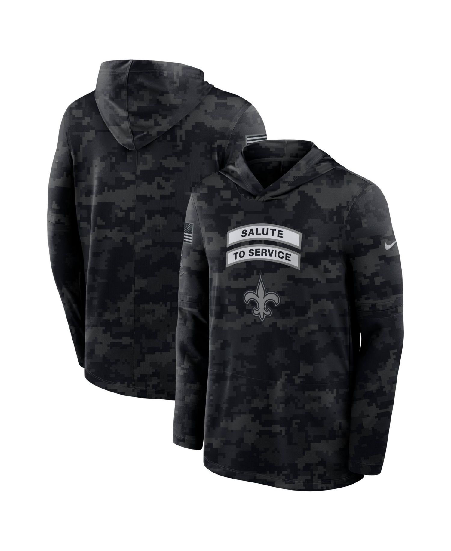 Men's Black New Orleans Saints 2026 Salute to Service Sideline Lightweight Hooded Pullover