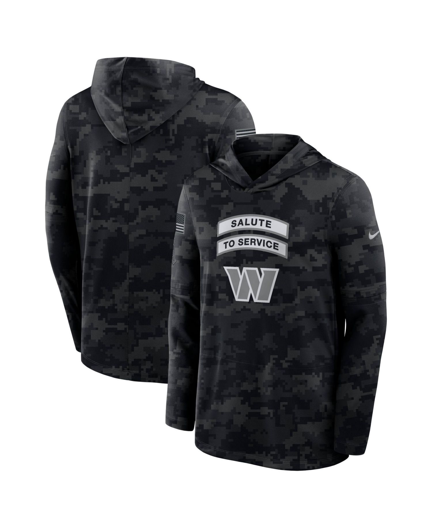 Men's Black Washington Commanders 2026 Salute to Service Sideline Lightweight Hooded Pullover