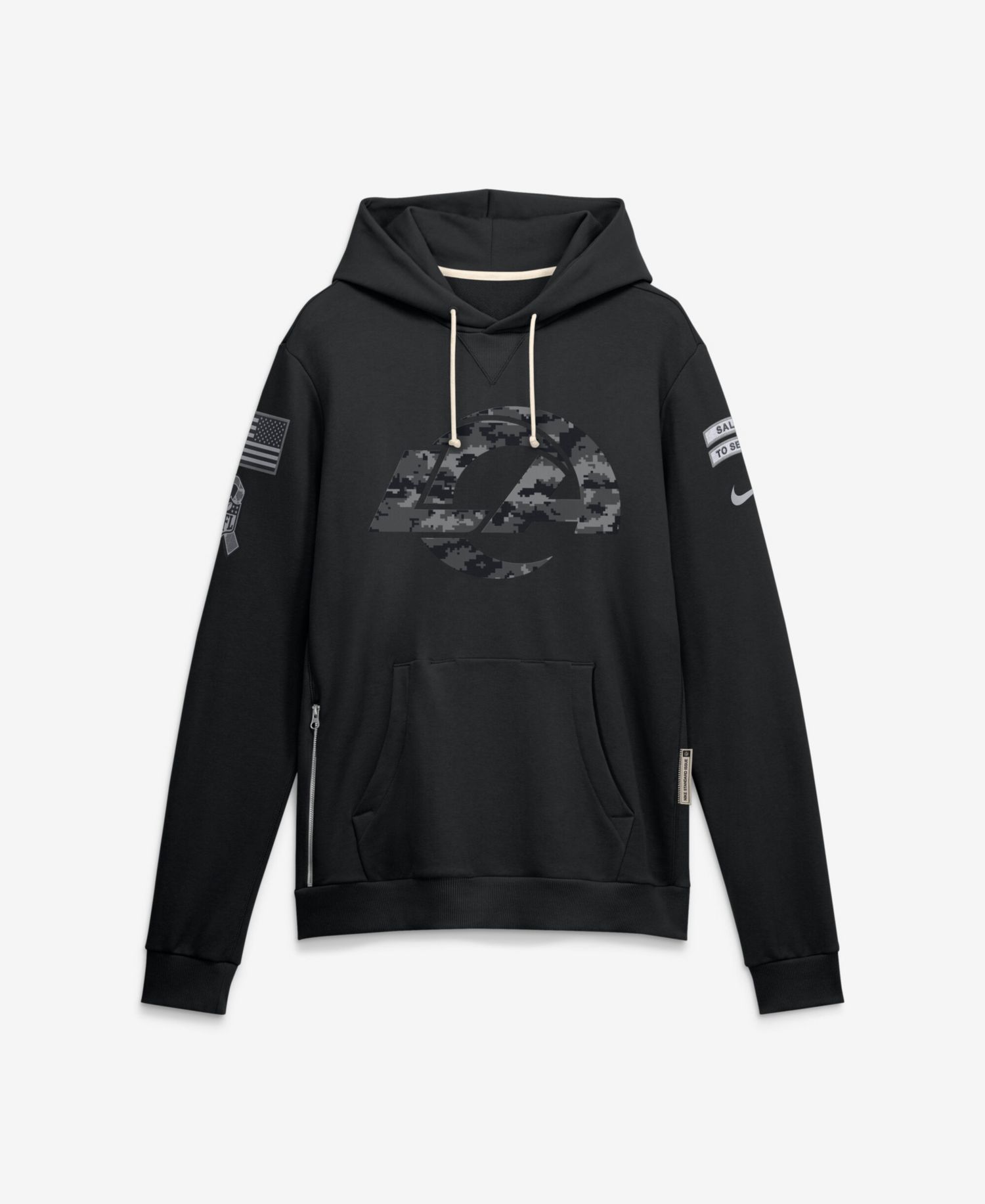 Men's Black Los Angeles Rams 2026 Salute to Service Sideline Pullover Hoodie