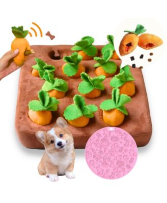 Interactive Squeaky Carrot Farm Dog Enrichment Puzzle Mat Treat Hiding Toy For All Dogs