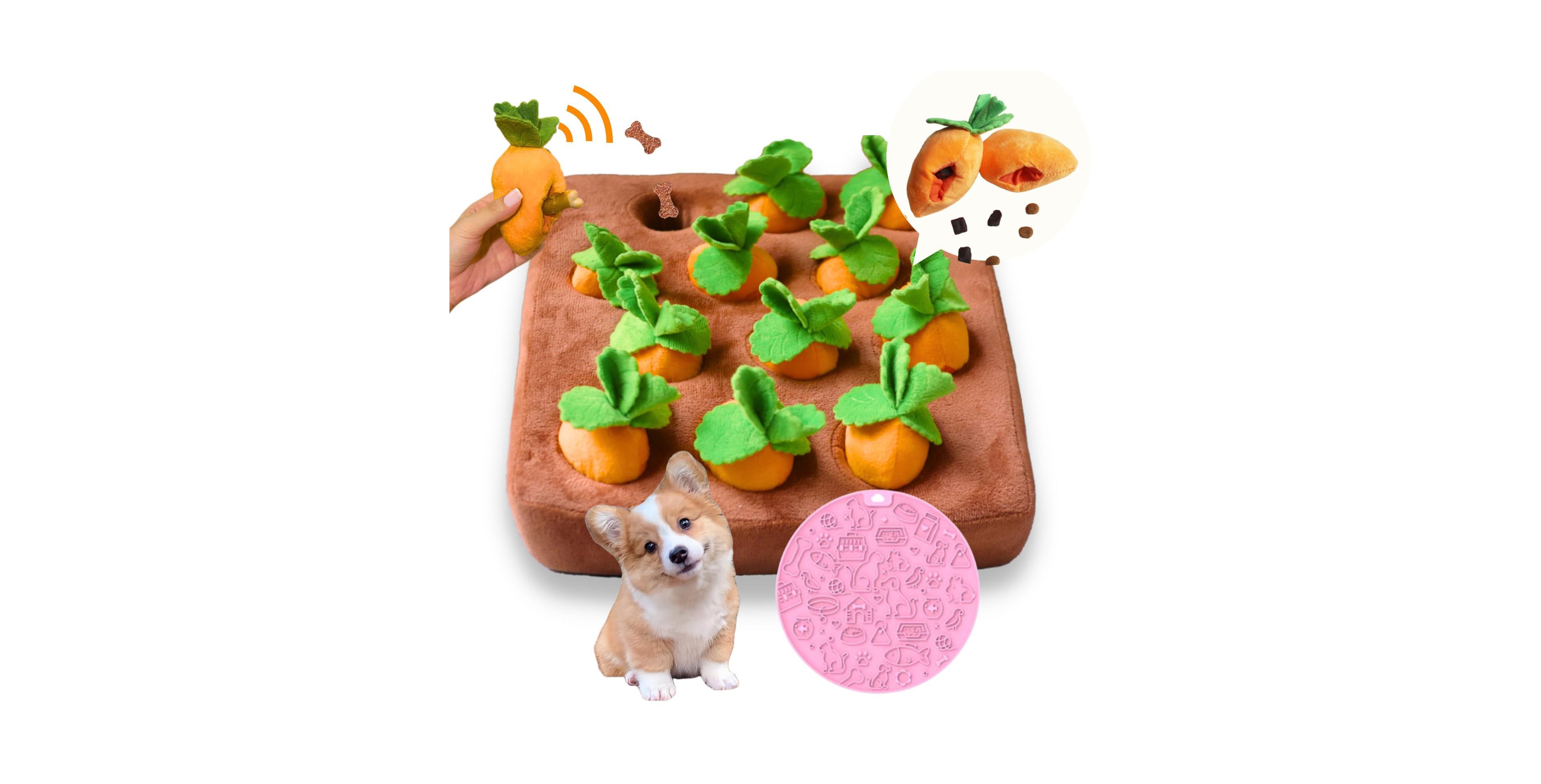 Magicorange Interactive Squeaky Carrot Farm Dog Enrichment Puzzle Mat Treat Hiding Toy For All Dogs