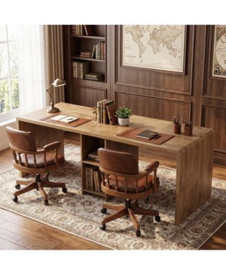 78.74-Inch Extra Long Computer Desk, 2 Person Home Office Table with Storage Shelves
