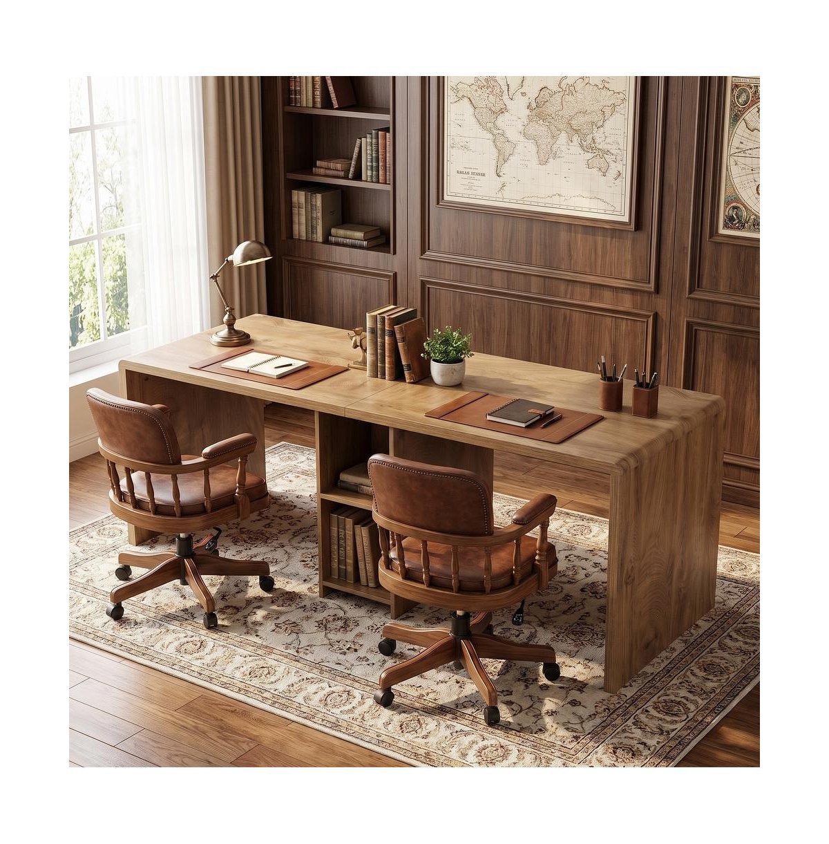 Tribesigns 78.74-Inch Extra Long Computer Desk, 2 Person Home Office Table with Storage Shelves