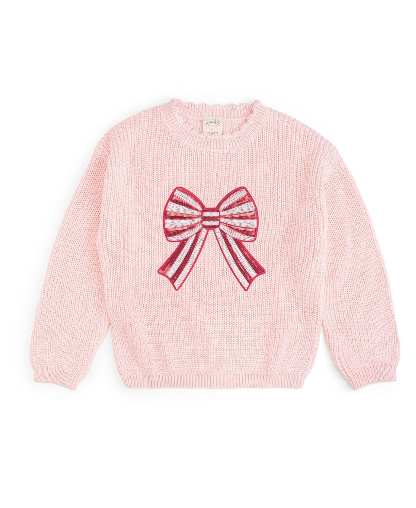 Свитер Sweet Wink Candy-Cane Sequin-Bow Holiday для девочек-малышей, цвет: Ballet — фото 1