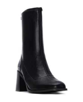 Women's Block-Heel Almond-Toe Zipper Ankle Booties