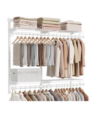 Bedroom Closet Organizer with 4 Hanging Rods and 4 Shelves for Clothing Storage