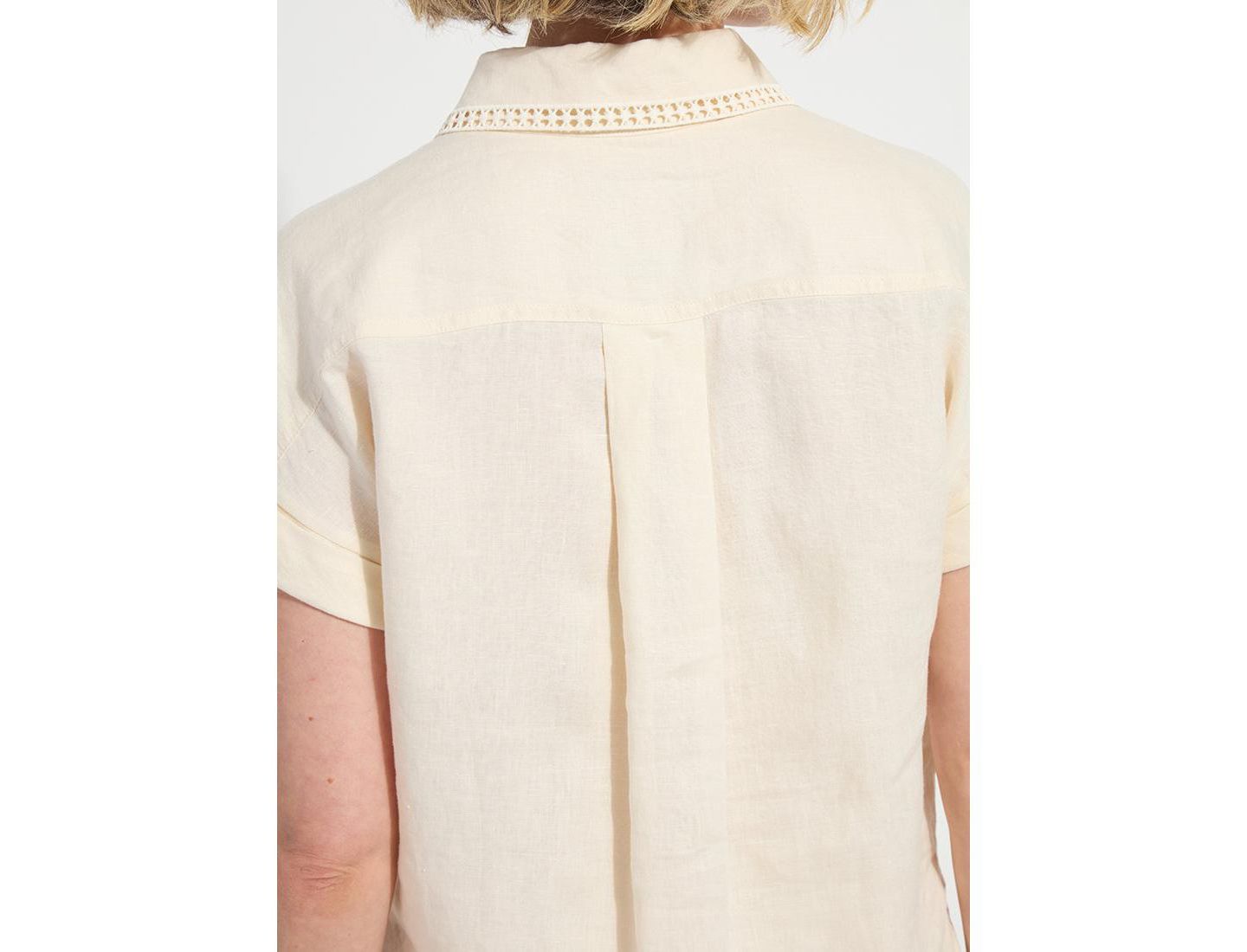 Женская рубашка LYSSE Althea Embroidered Collar Short-Sleeve Linen, цвет: Macadamia. — фото 7