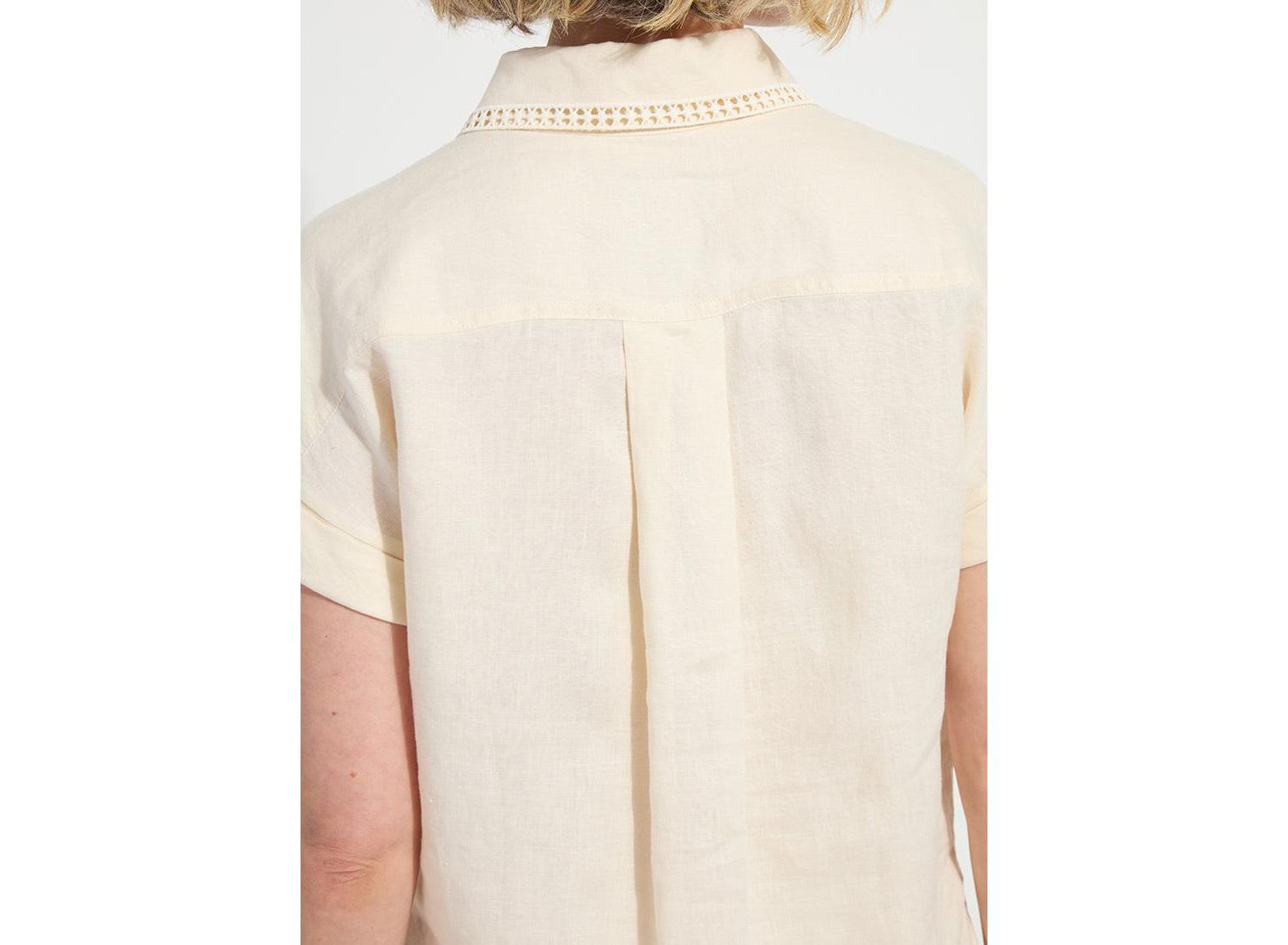 Women's Althea Embroidered Collar Short-Sleeve Linen Shirt