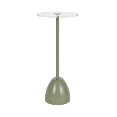 Acari Round Drink Table Decorative End Table with Circle Acrylic Tabletop for Use as Small Plant Stand or Living Room Accent