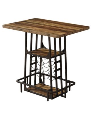 3 Tier Pub Table with Storage Shelves Wine Rack and Glass Holder for Dining Area