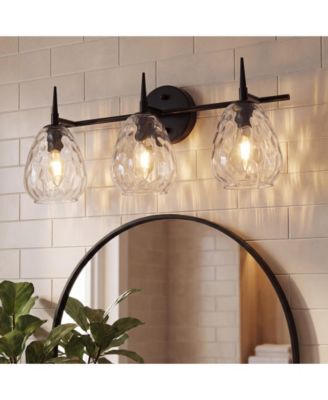 3-Light Bathroom Vanity Light, Water Ripple Glass Shades