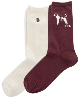 Women's Jack Russell Ribbed Cotton-Blend Crew Socks, 2-Pack