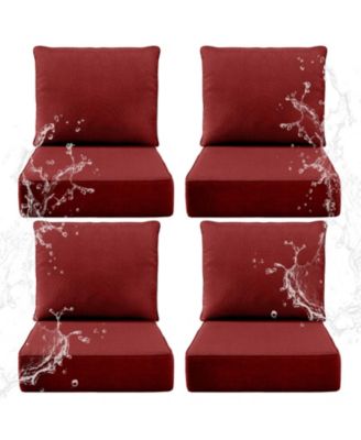 6" Thick 24 x 24 in Outdoor Chair Cushions Set, Waterproof Fade-Resistant Deep Seat Cushions, Seat and Backrest