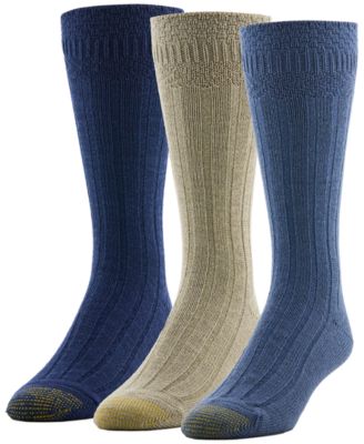 Men's Textured Border Ribbed Crew Socks, 3-Pack