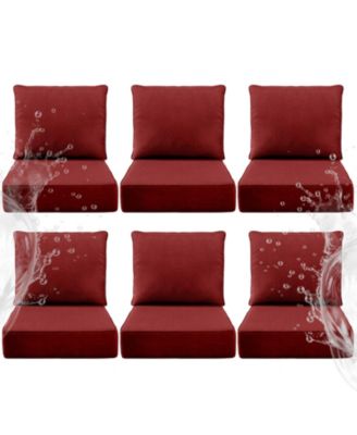 6" Thick 24 x 24 in Outdoor Chair Cushions Set, Waterproof Fade-Resistant Deep Seat Cushions, Seat and Backrest