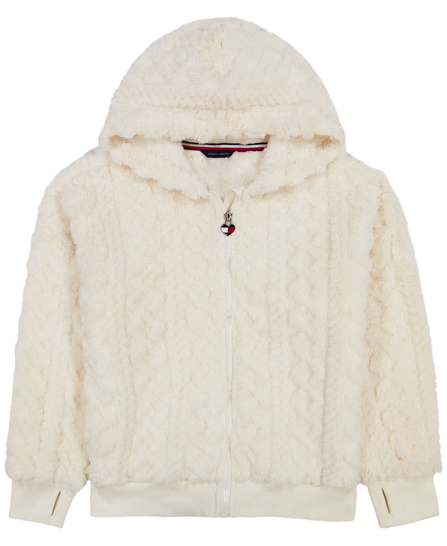 Худи Tommy Hilfiger Full-Zip Cable-Knit Sherpa для девочек, цвет: Верблюжий — фото 5